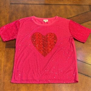 BiBi Fuchsia Sequin Heart Top